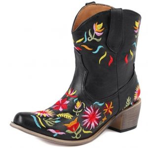 Bottines Style Cowboy Noires