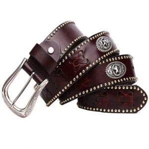 Ceinture Western Femme en Cuir Noir